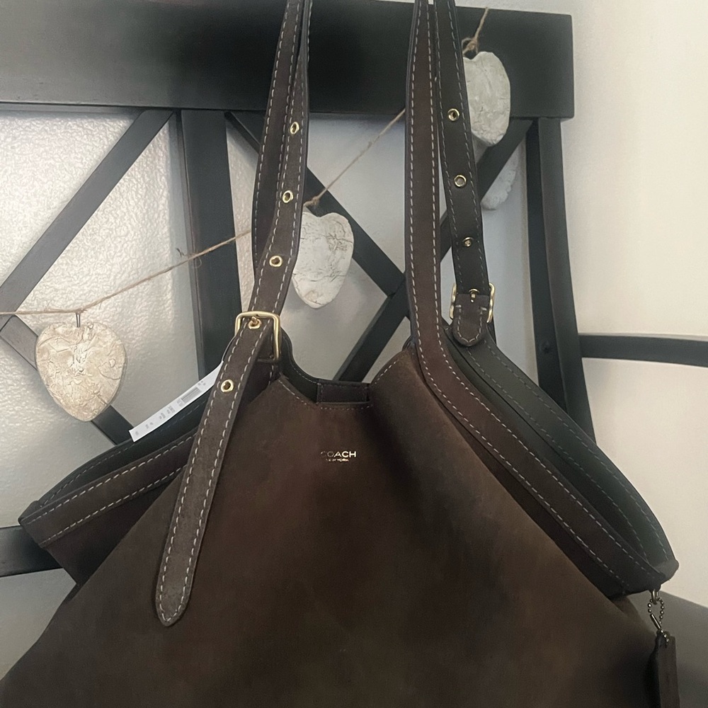 Brand New Coach Gramercy Tote Olive Suede
